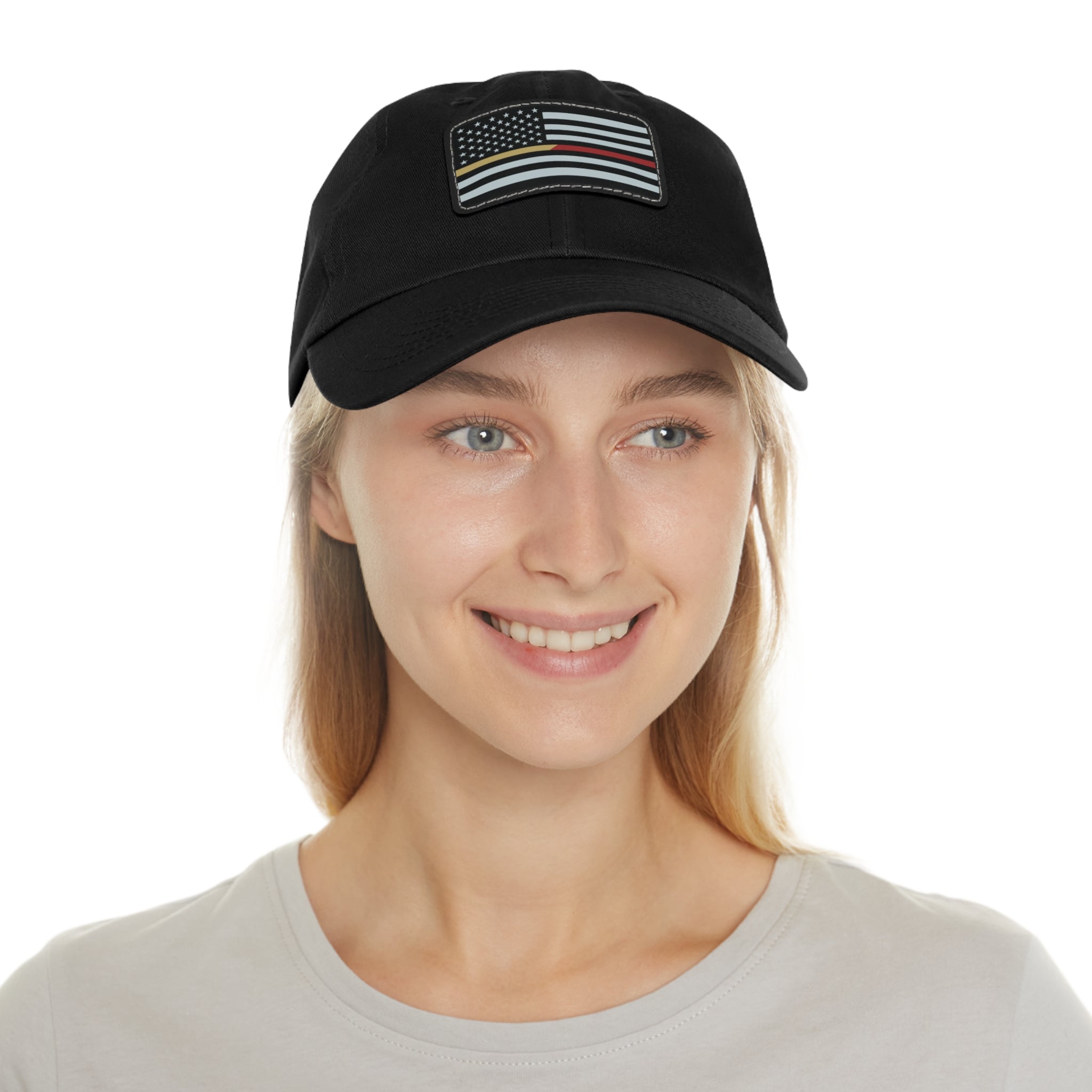 Black Leather Patch hat