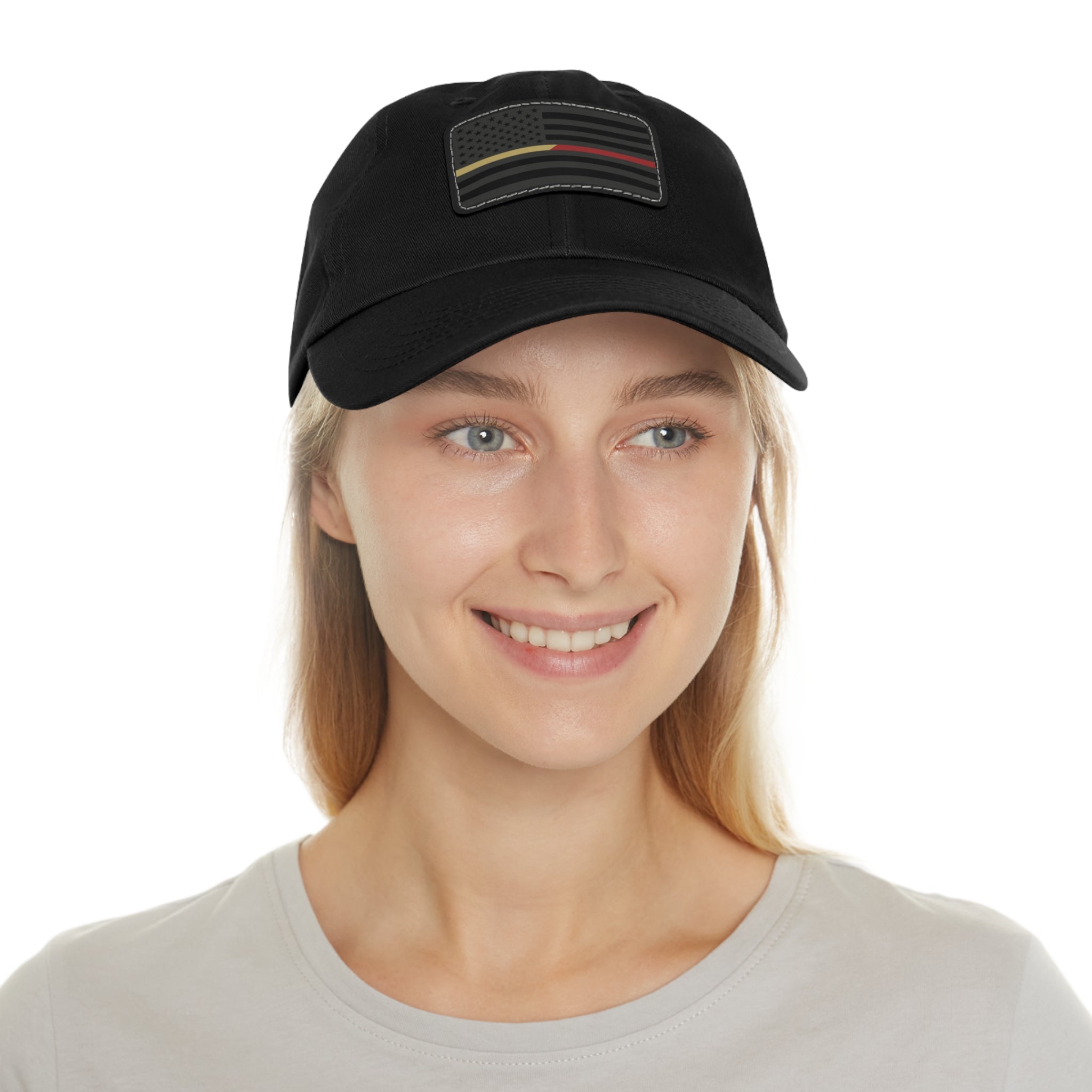 Black Leather Patch hat